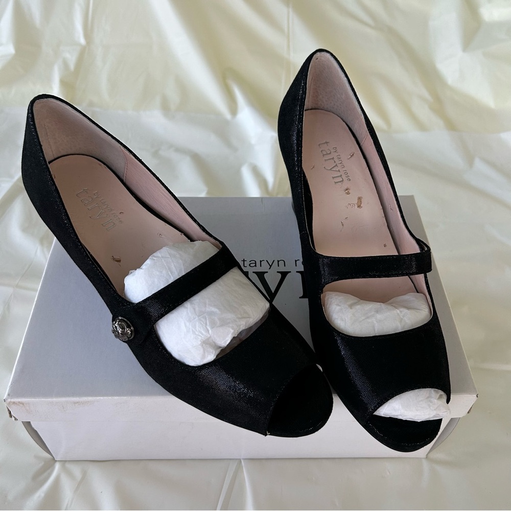 Taryn Rose Black Peep Toe Heels, size 8